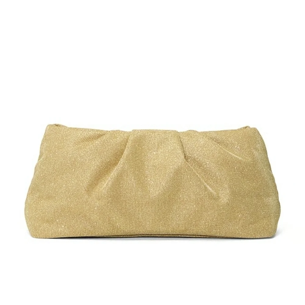 Victoria's Secret Gold Shimmer Ruched Clutch Cosmetic Bag Metallic Evening Bag